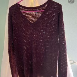 Burgundy V-Neck Sweater American Eagle